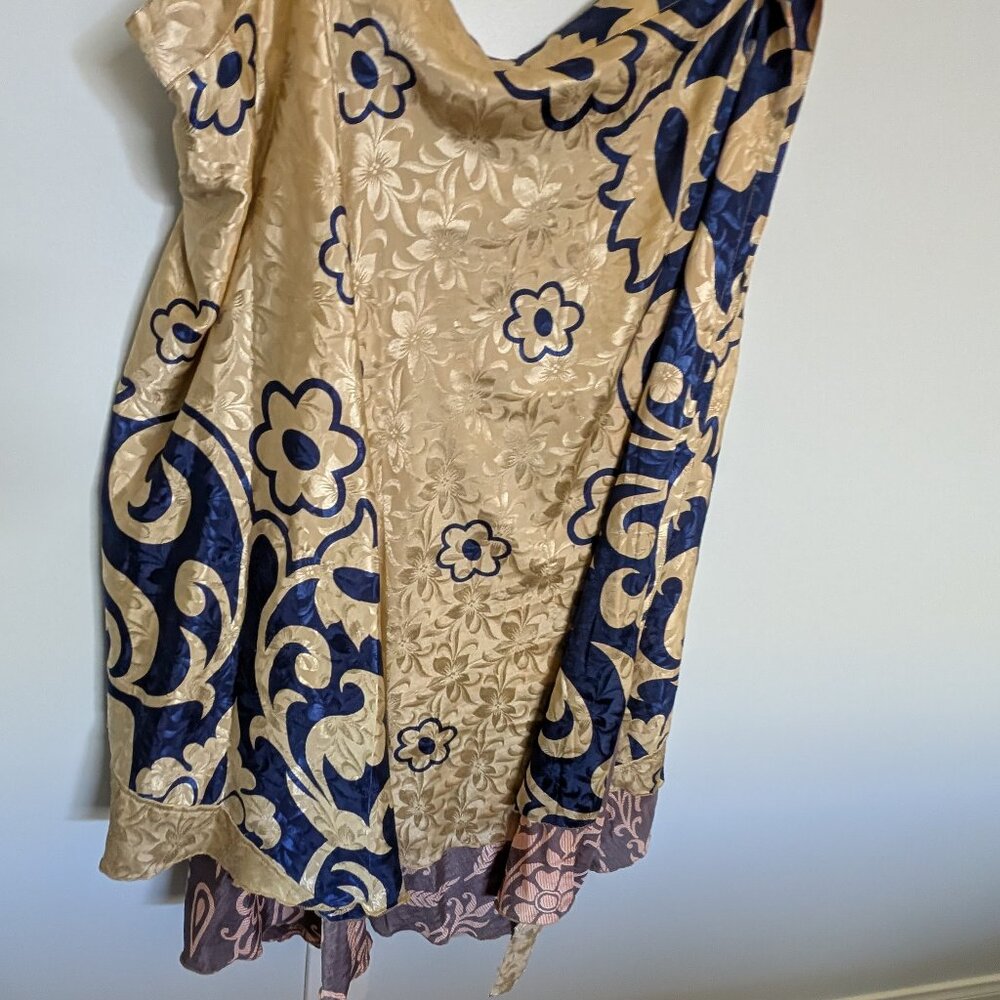 NWT Silk reversable tea-length wrap sari skirt size 14-32